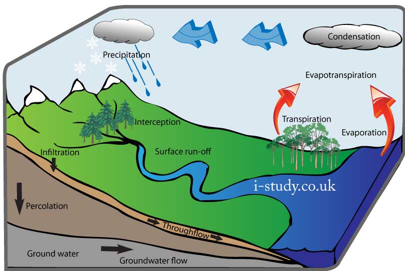 IGCSE geography; water cycle, hydrological cycle