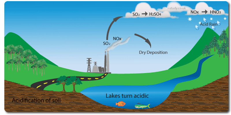 acid rain causes & effects diagram